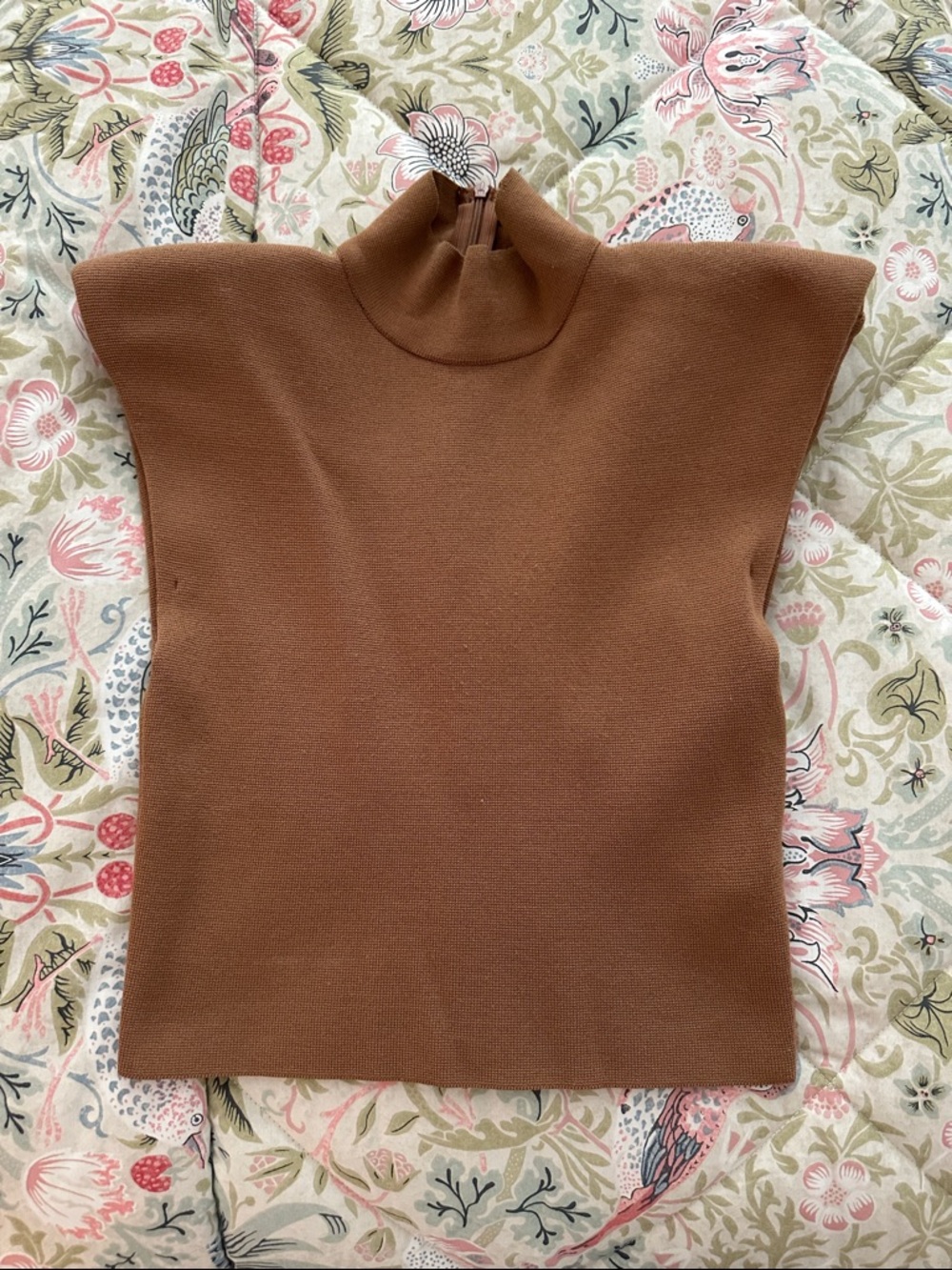 Zara Rust Brown Sleeveless Mock Neck Tank